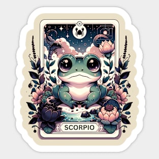 Scorpio Zodiac Cottagecore Frog Tarot Card Birthday Kawaii Sticker